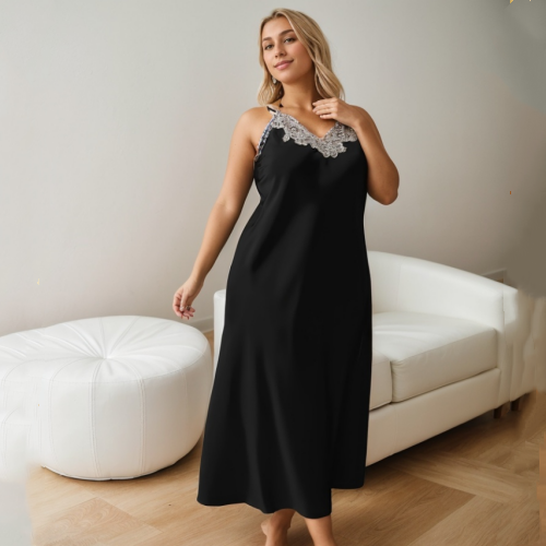 PLUS SIZE Silk Nightgown for Women Plus Size Slip Nightdress Loose Pajama